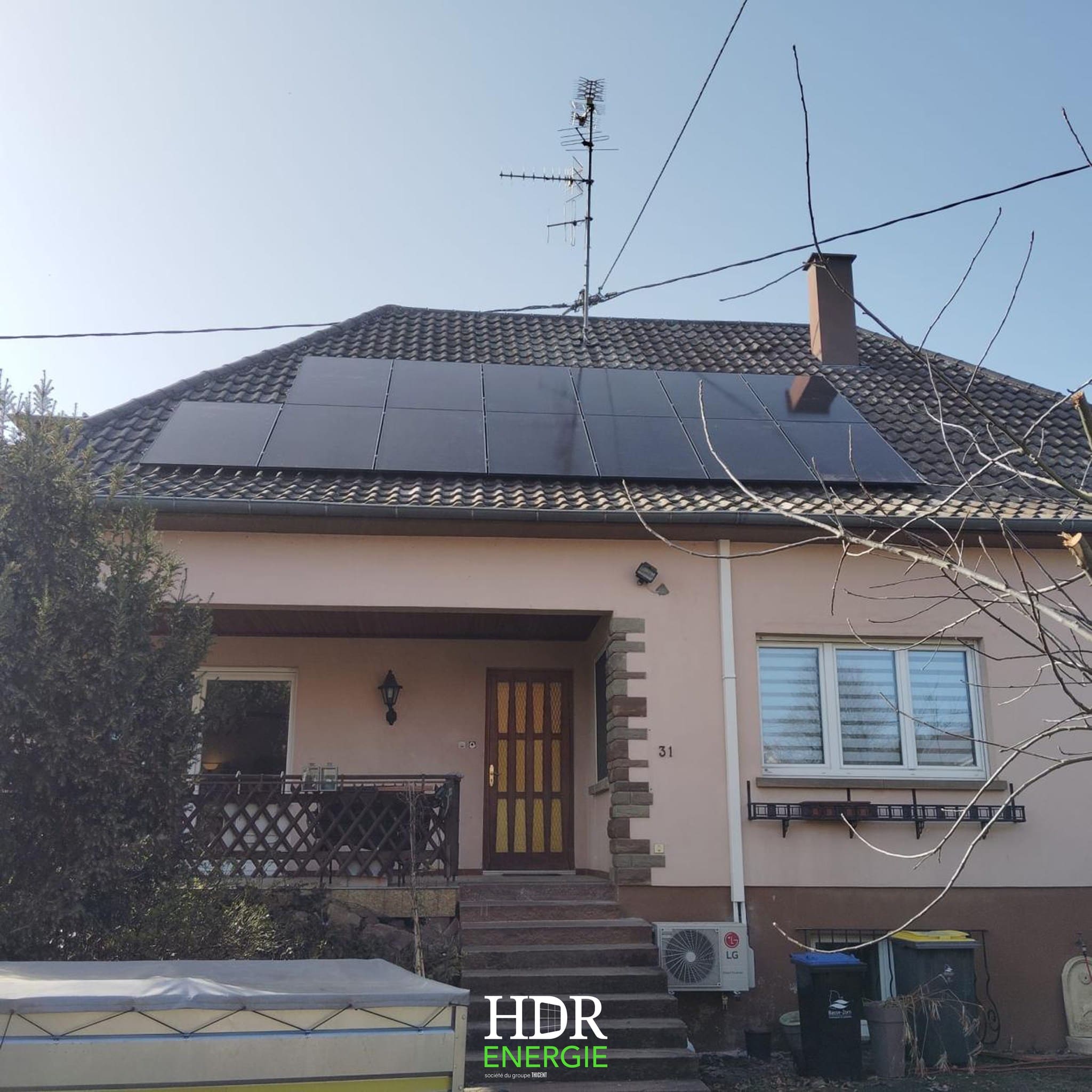 Installation photovoltaïque – sur toiture de maison – 9,5 kWc + batterie de stockage Huawei – LUNA2000-7-S1